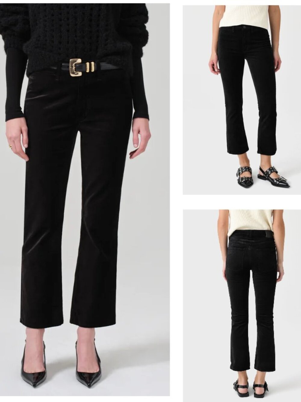 NWT $238 CITIZENS OF HUMANITY ISOLA BLACK VELVET CROPPED TROUSER PANTS SIZE 27